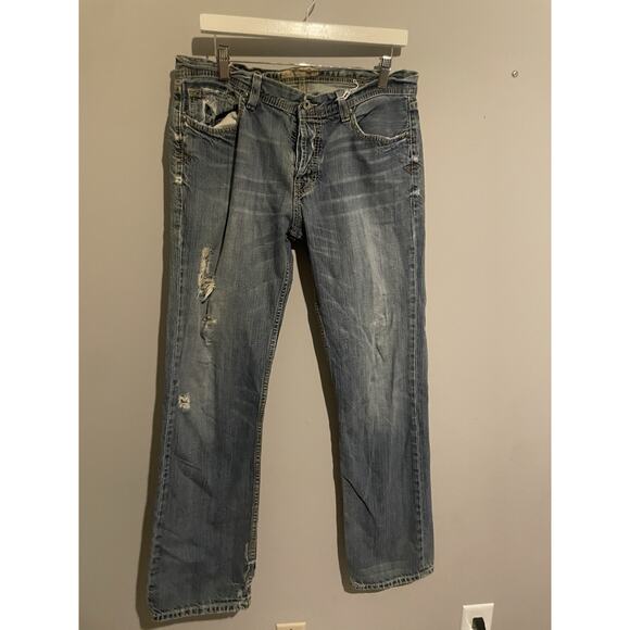 BKE Buckle Denim Brayden Men's Blue Jeans Distressed 34‎ X 32 - Picture 1 of 10